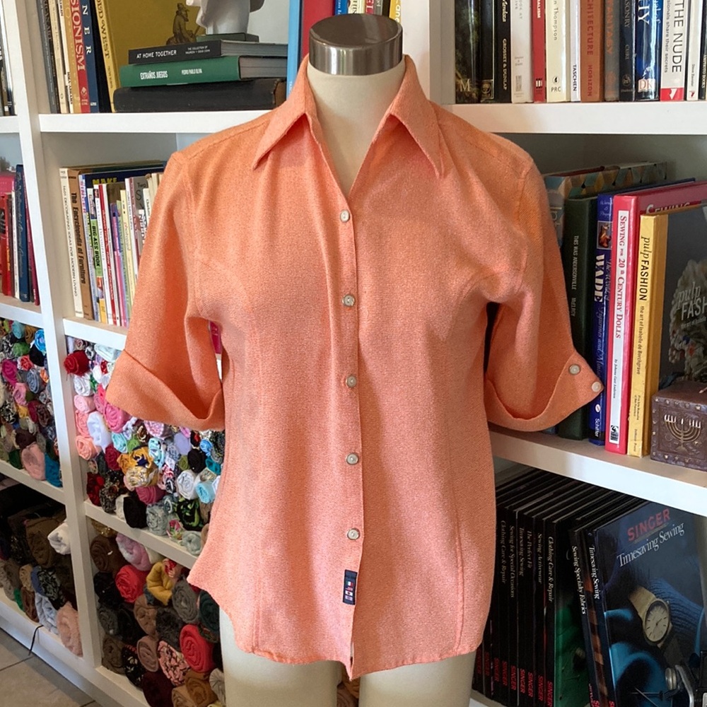 🔥 Vintage 90s Orange Button-Up Shirt